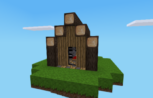 a house in Minetest, on a floating island